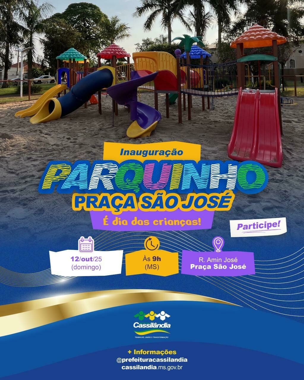 Imagem de compartilhamento para o artigo Prefeitura celebra Dia das Crianças com festa e inauguração de parquinho novo na Praça São José da MS Todo dia